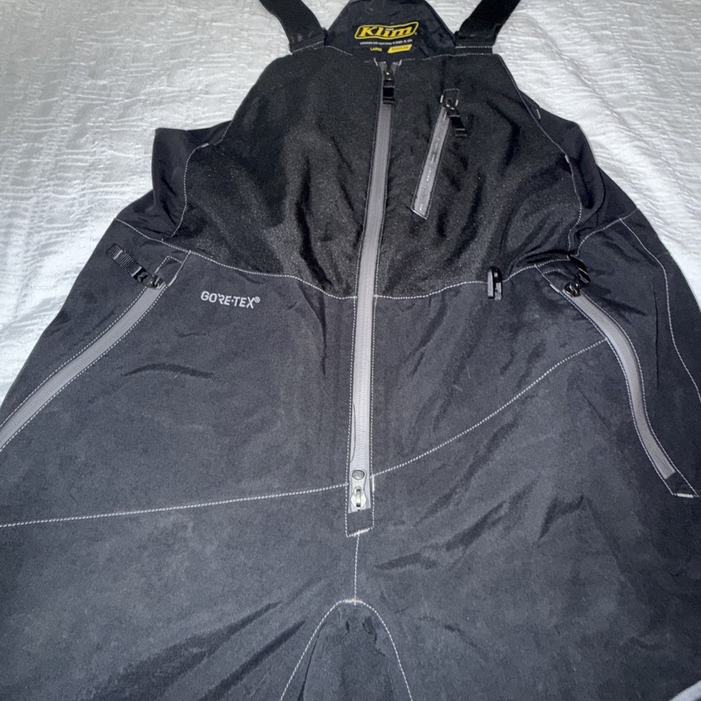 Klim Snowmobile Bib Overalls Sz L Black Insulated GoreTex Waterproof 3M - Picture 3 of 10